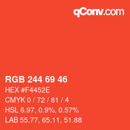 Color code: RGB 244 69 46 | qconv.com