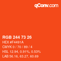 Color code: RGB 244 73 26 | qconv.com