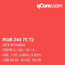 Color code: RGB 244 75 72 | qconv.com