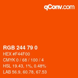 Color code: RGB 244 79 0 | qconv.com