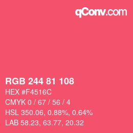 カラーコード: RGB 244 81 108 | qconv.com