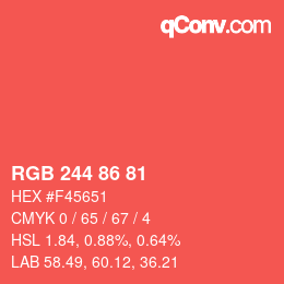 Color code: RGB 244 86 81 | qconv.com