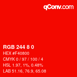 カラーコード: RGB 244 8 0 | qconv.com