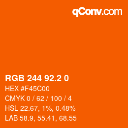 カラーコード: RGB 244 92.2 0 | qconv.com