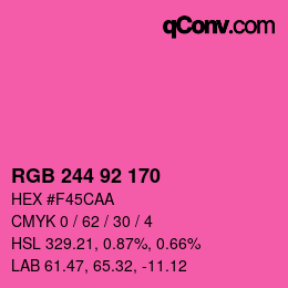 カラーコード: RGB 244 92 170 | qconv.com