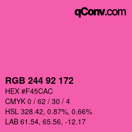 カラーコード: RGB 244 92 172 | qconv.com