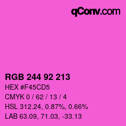 カラーコード: RGB 244 92 213 | qconv.com