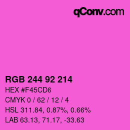 カラーコード: RGB 244 92 214 | qconv.com