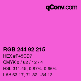 カラーコード: RGB 244 92 215 | qconv.com
