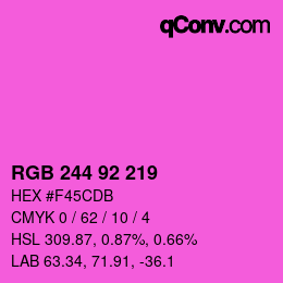 カラーコード: RGB 244 92 219 | qconv.com