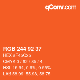 颜色代码: RGB 244 92 37 | qconv.com