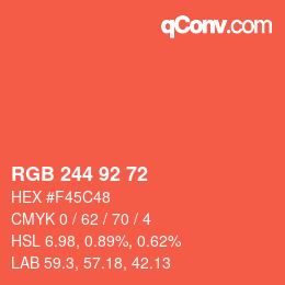 カラーコード: RGB 244 92 72 | qconv.com