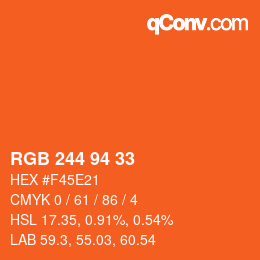 Color code: RGB 244 94 33 | qconv.com