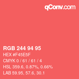 Color code: RGB 244 94 95 | qconv.com