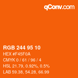 Color code: RGB 244 95 10 | qconv.com