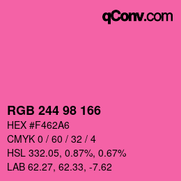 Color code: RGB 244 98 166 | qconv.com