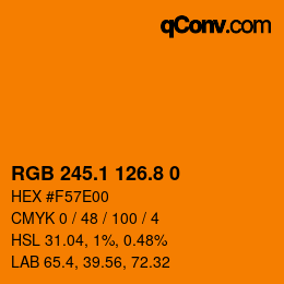 Color code: RGB 245.1 126.8 0 | qconv.com
