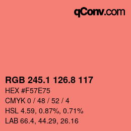 カラーコード: RGB 245.1 126.8 117 | qconv.com