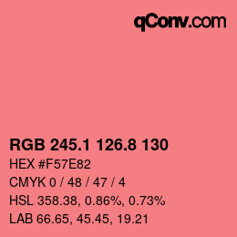 カラーコード: RGB 245.1 126.8 130 | qconv.com