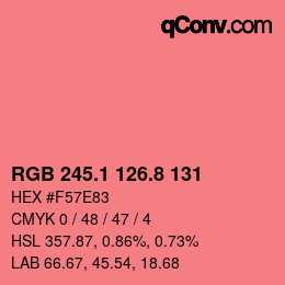 カラーコード: RGB 245.1 126.8 131 | qconv.com