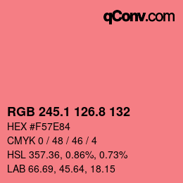 カラーコード: RGB 245.1 126.8 132 | qconv.com