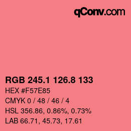 カラーコード: RGB 245.1 126.8 133 | qconv.com
