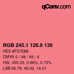 カラーコード: RGB 245.1 126.8 136 | qconv.com