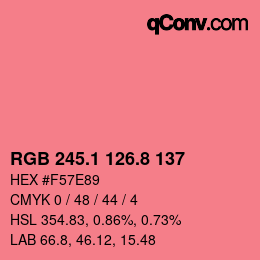カラーコード: RGB 245.1 126.8 137 | qconv.com