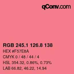 カラーコード: RGB 245.1 126.8 138 | qconv.com