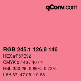 カラーコード: RGB 245.1 126.8 146 | qconv.com