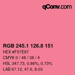 カラーコード: RGB 245.1 126.8 151 | qconv.com