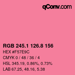 カラーコード: RGB 245.1 126.8 156 | qconv.com