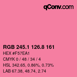 カラーコード: RGB 245.1 126.8 161 | qconv.com
