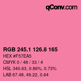 カラーコード: RGB 245.1 126.8 165 | qconv.com