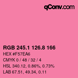 カラーコード: RGB 245.1 126.8 166 | qconv.com