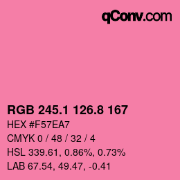 カラーコード: RGB 245.1 126.8 167 | qconv.com