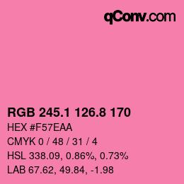 カラーコード: RGB 245.1 126.8 170 | qconv.com