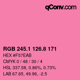 カラーコード: RGB 245.1 126.8 171 | qconv.com