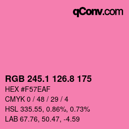 カラーコード: RGB 245.1 126.8 175 | qconv.com