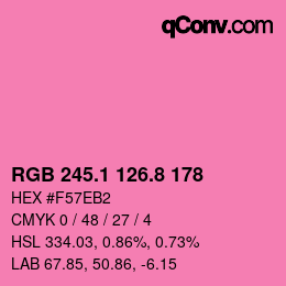 カラーコード: RGB 245.1 126.8 178 | qconv.com