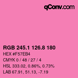 カラーコード: RGB 245.1 126.8 180 | qconv.com