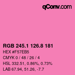 カラーコード: RGB 245.1 126.8 181 | qconv.com