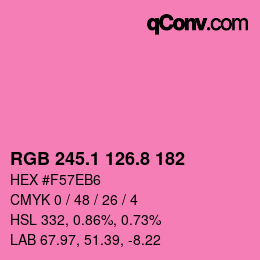 カラーコード: RGB 245.1 126.8 182 | qconv.com
