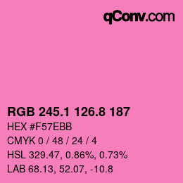 カラーコード: RGB 245.1 126.8 187 | qconv.com