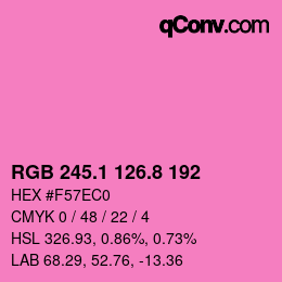 カラーコード: RGB 245.1 126.8 192 | qconv.com