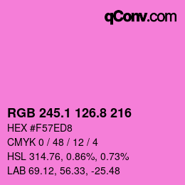 カラーコード: RGB 245.1 126.8 216 | qconv.com