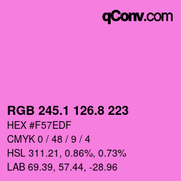 カラーコード: RGB 245.1 126.8 223 | qconv.com