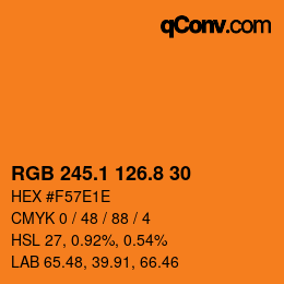 カラーコード: RGB 245.1 126.8 30 | qconv.com