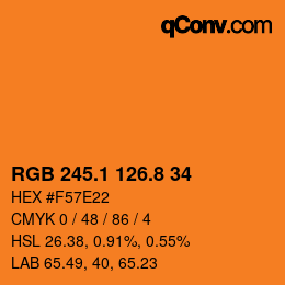 カラーコード: RGB 245.1 126.8 34 | qconv.com
