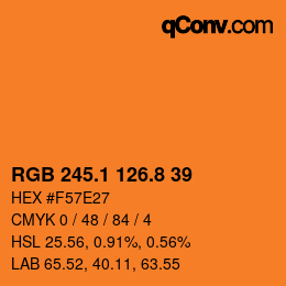 カラーコード: RGB 245.1 126.8 39 | qconv.com